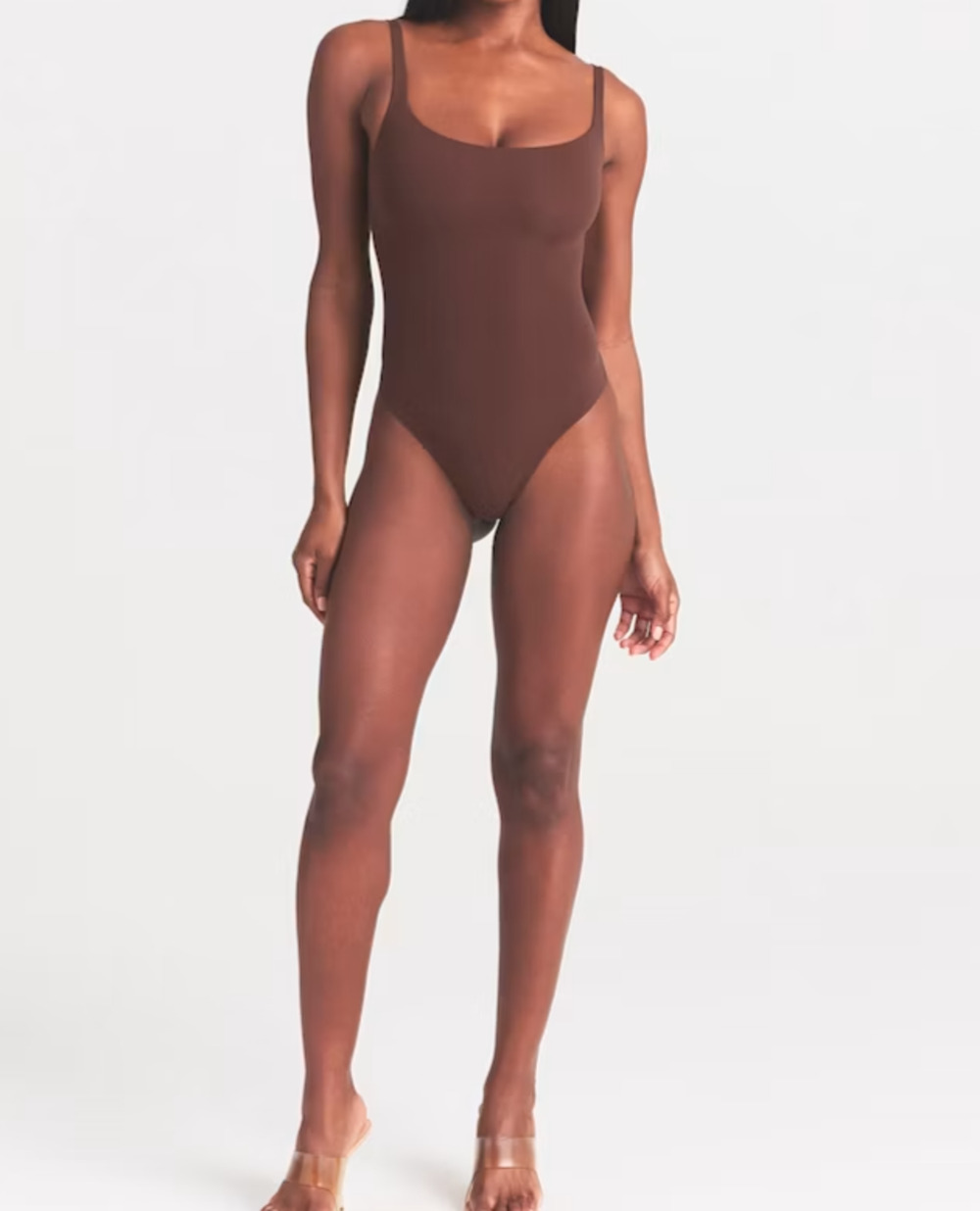 SKIMS Fits Everybody Square Neck Bodysuit Brown M One Piece babydoll Y2K A011165
